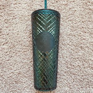 Starbucks Holiday 2021 Green Blue Christmas Diamond Jeweled Studded Tumbler Cup